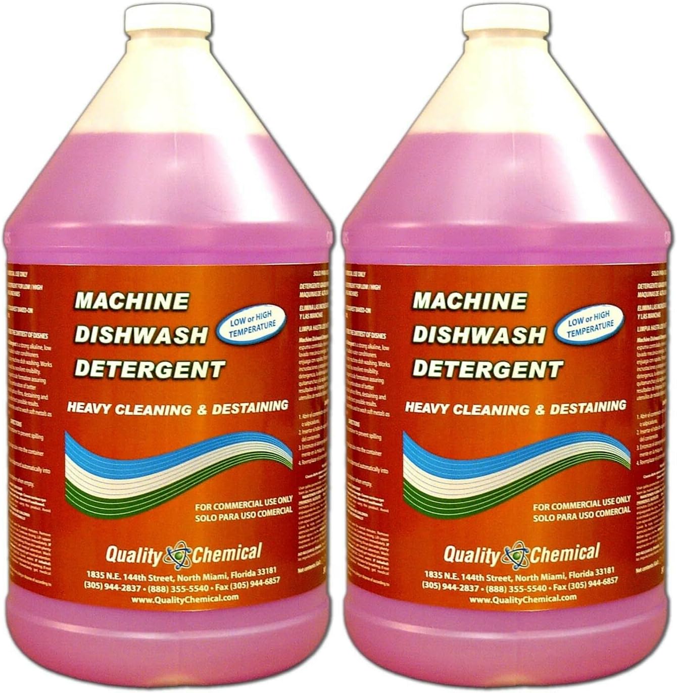 Quality Chemical Heavy Duty Liquid Alkaline Commercial Dishwasher Detergent - Industrial-Grade Formula Dissolves Food Stains, Grease, Grime and Residue - No Pre-Rinse Needed - 128oz (2 Count)