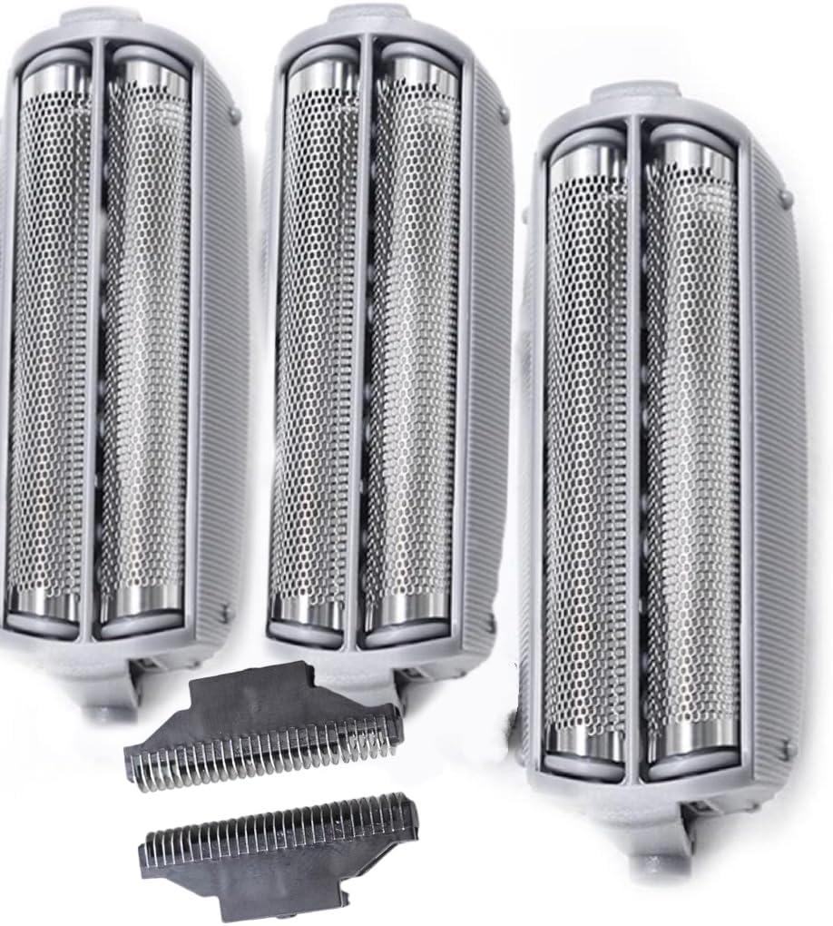 Replacement 3pcs Outer Foil with Bracket And 1 pair Blade for Panasonic ES-RW30-S / ES4815P-S / ES4036 / ES4853 / ES4033 /WES9833P / WES9839 Electric Shaver Razaor Cutter Head Blade(Grey)