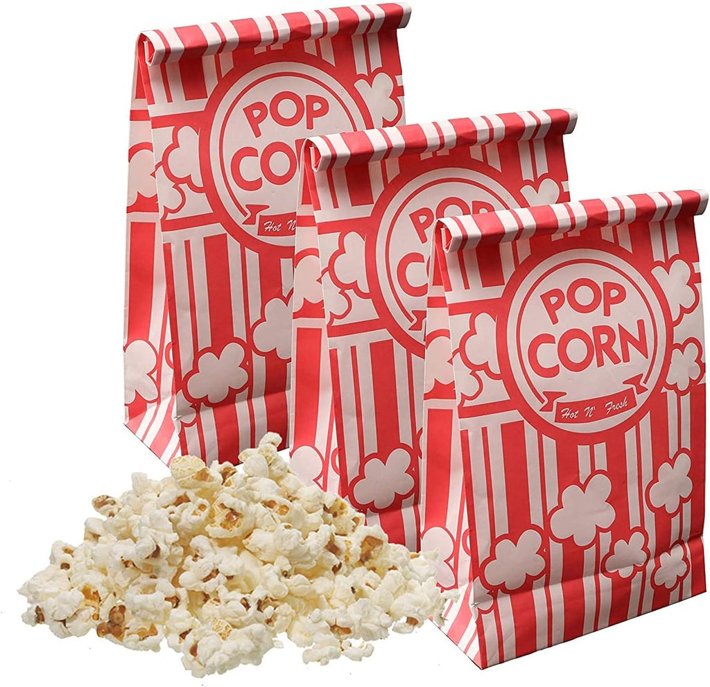 Popcorn Bags, 2 oz Flat Bottom Paper Popcorn Bags for Family Movie Night Baseball Themed Carnival Christmas Birthday Party 50 Pcs