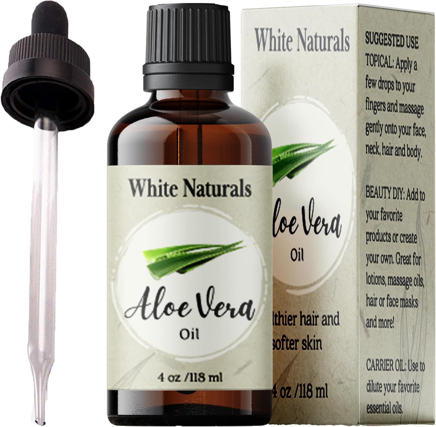 Organic Aloe Vera Oil, Therapeutic Premium Oil, Moisturizing Cold Pressed 100% Pure Natural Aloe Barbadensis Care for Skin, Body, Hair Growth, Face Moisturizer, Baby Oils, Used for Massage, Bath 4oz