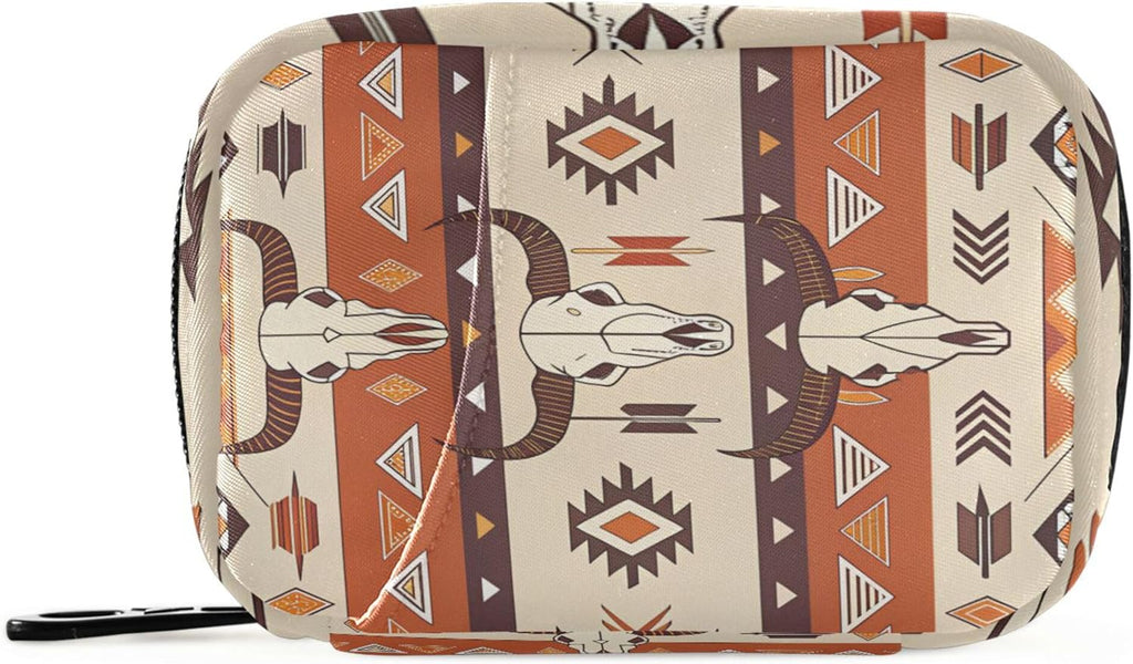 Burbuja Western Aztec Travel Pill Case, Weekly Portable Pill Box 7 Days Pill Organizer to Hold Medicine Vitamin Supplement with Zipper for Travel