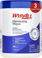 WypAll Disinfecting Wipes (54481), with Hydrogen Peroxide Disinfectant Cleaner for Commercial, Industrial & Healthcare, 5.75 x 7 inch Sheets, Fresh Scent (3 Canisters of 185 Sheets)