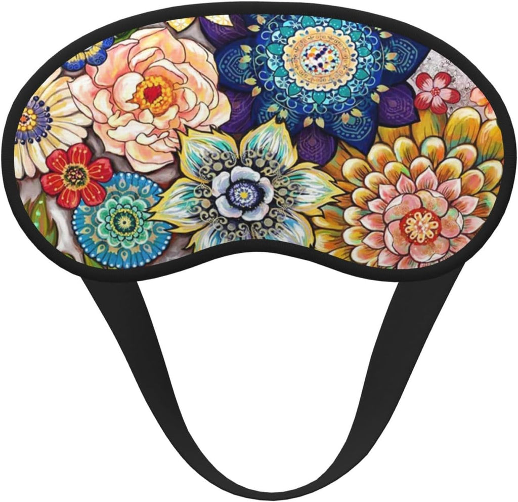 Colorful Boho Bohemian Mandala Flower Sleep Eye Mask, Comfortable Eyeshade for Sleeping, Cover Lightweight Funny Sleeping Blindfold for Men and Women