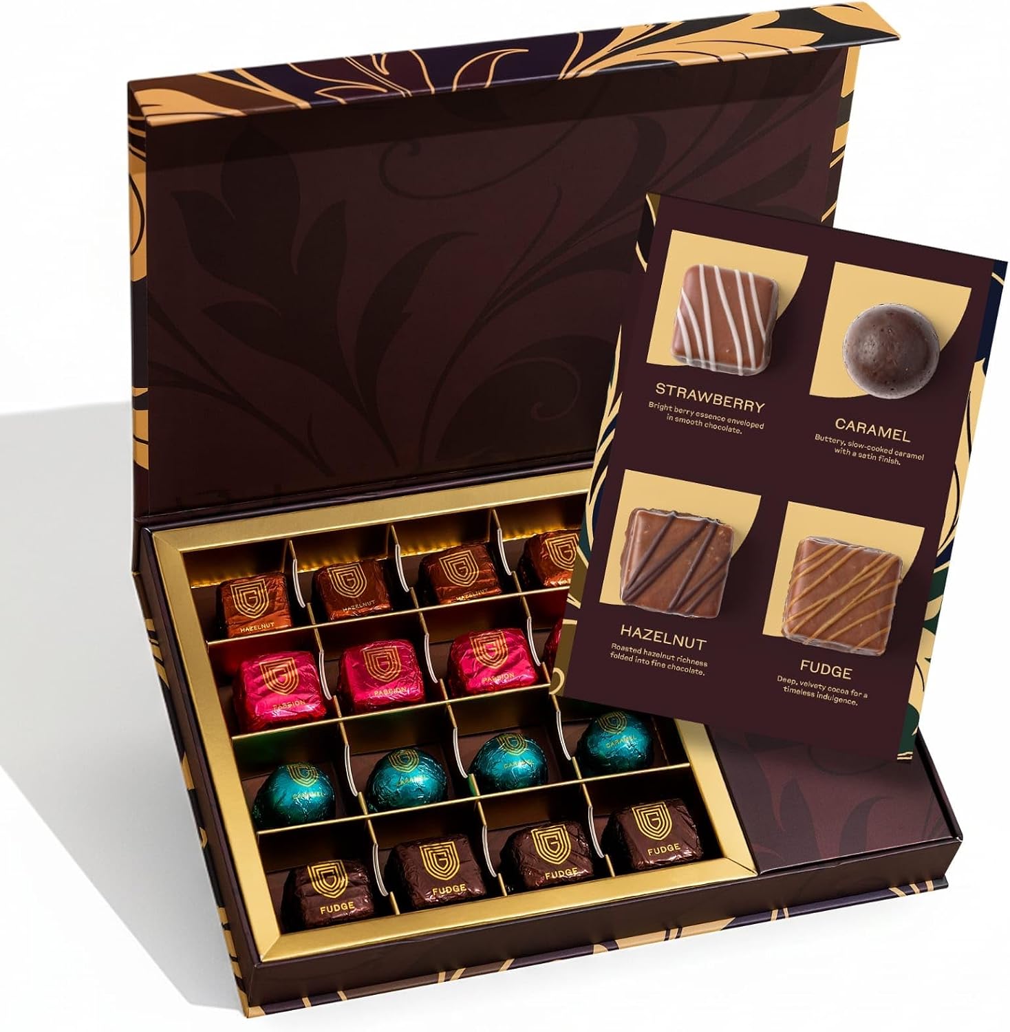 Gourmet Chocolate Gift Box | Easter Assorted Chocolate Box with Strawberry, Caramel, Hazelnut & Fudge Flavors | Premium Candy Gift Set for Holiday. 16 pcs.