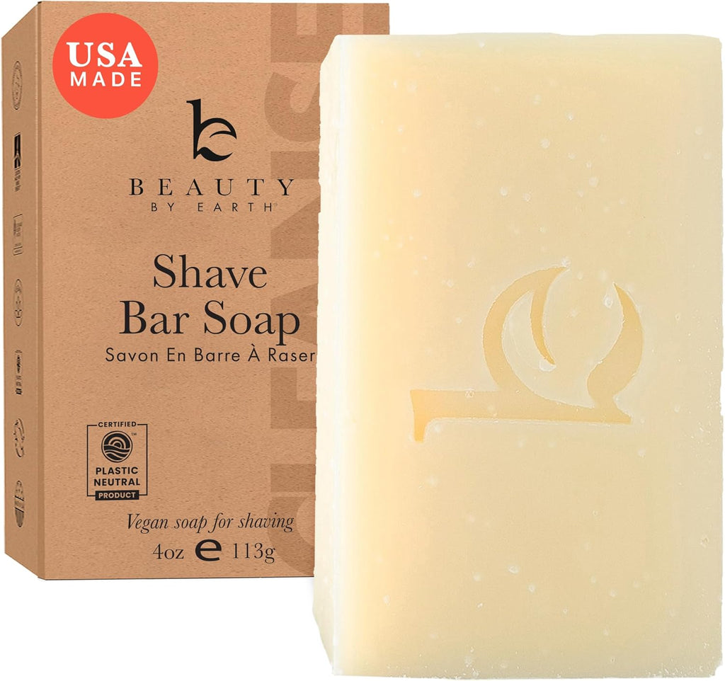 Bar Soap for Shaving - USA Made with Organic & Natural Ingredients, Shave Bar for Women, Vegan Soap with Shea Butter & Coconut Oil, Provides Rich Lather and Reduces Ingrown Hair & Razor Bumps