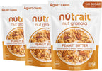 NuTrail Nut Granola, Peanut Butter, No Sugar Added, Gluten Free, Grain Free, Keto, Low Carb, Healthy Breakfast Cereal 8 oz. 3 Count