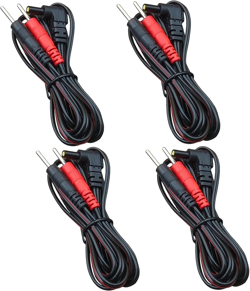 4 Packs TENS Lead Wires Replacement with Upgraded Durability Compatible with TENS 7000, Nicwell Care, VOVOU Universal Electrodes Wires Cables with 2.35mm Shielded Plug, Standard 2mm Pin Connectors