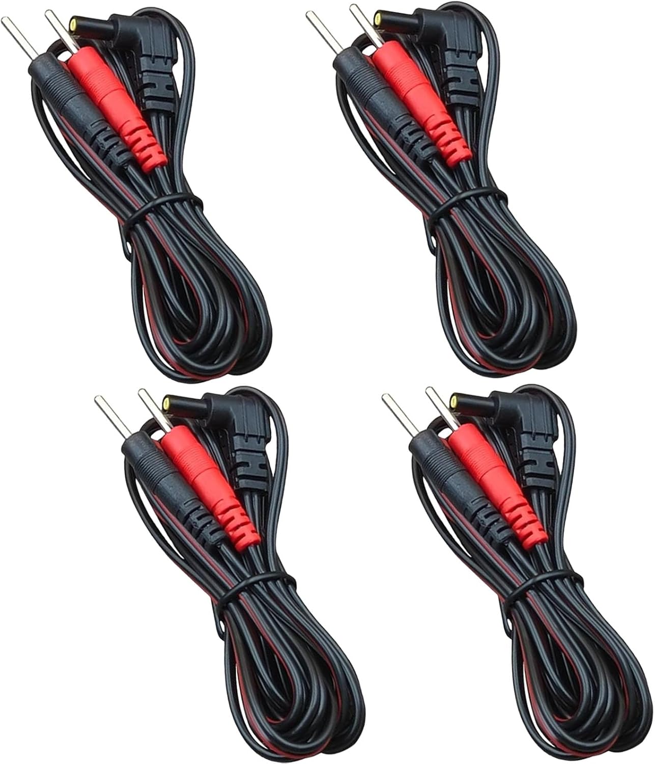 4 Packs TENS Lead Wires Replacement with Upgraded Durability Compatible with TENS 7000, Nicwell Care, VOVOU Universal Electrodes Wires Cables with 2.35mm Shielded Plug, Standard 2mm Pin Connectors