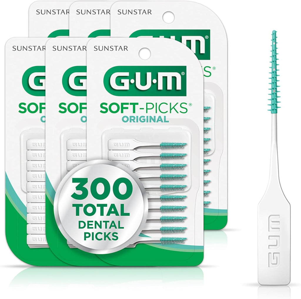 GUM Soft-Picks Original, Dental Picks for Teeth Cleaning Health, Disposable Interdental Brushes with Convenient Carry Case, Dentist Recommended Dental Picks, 50 Count (Pack of 6) 300 Total