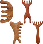 Massage Comb 4 PCS Wooden Massage Comb for Deep Relaxation & Stress Reduction Scalp Massages Combs 6 Claws for Scalp Eye Facial Neck Shoulder for Men Women