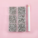 Generic Flatback Rhinestones Clear Crystal Nail Gems Round SS3-SS10, 7200 PCS, Kit with Wax Pencil & Pick Up Pen