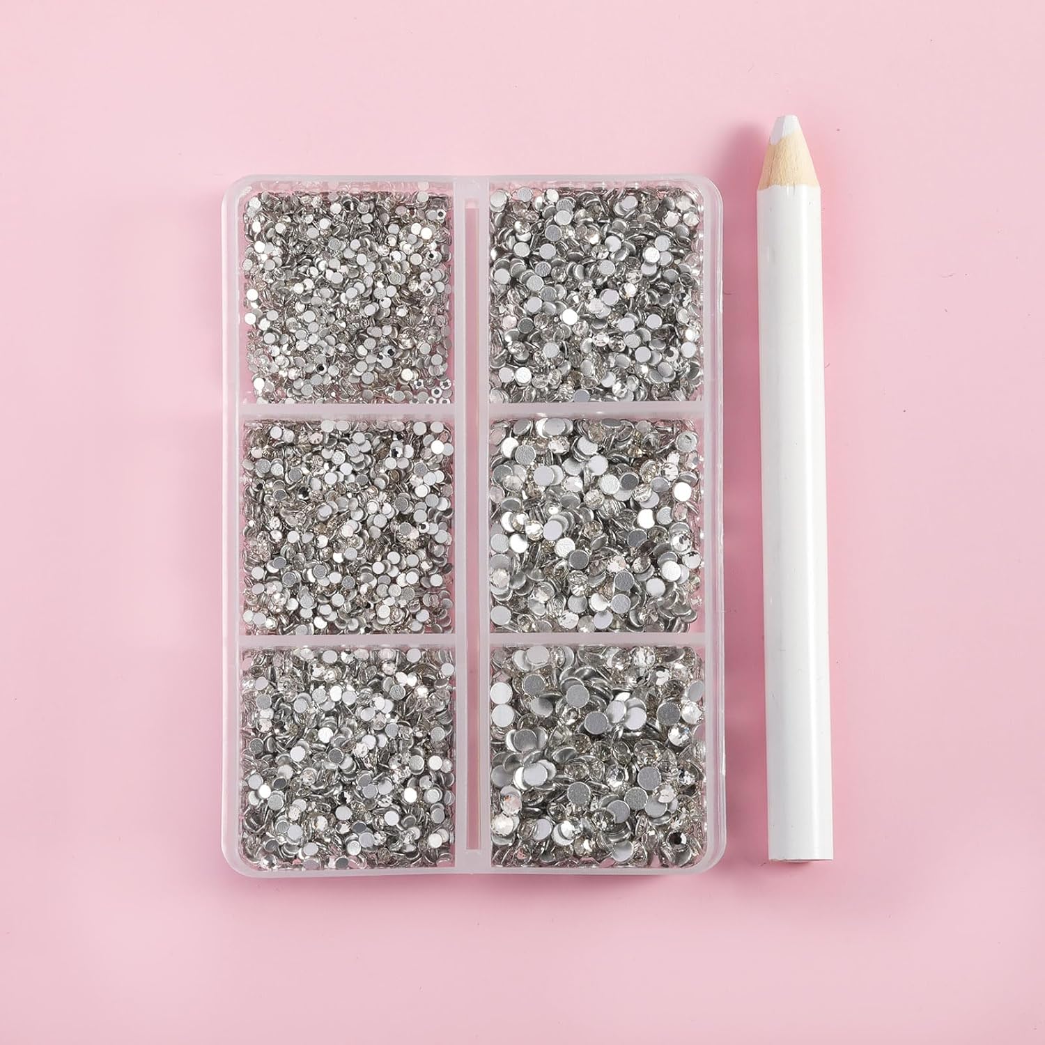 Generic Flatback Rhinestones Clear Crystal Nail Gems Round SS3-SS10, 7200 PCS, Kit with Wax Pencil & Pick Up Pen