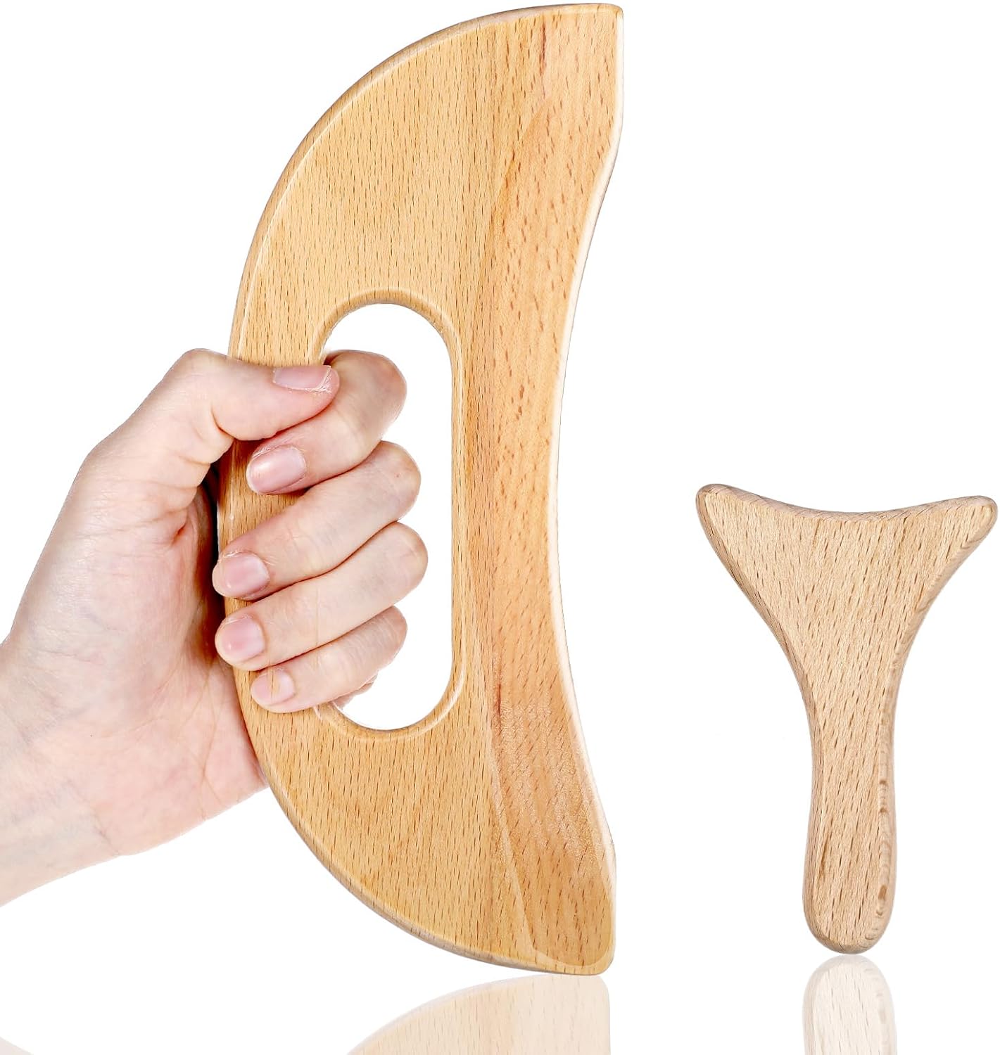 2Pcs Wood Body Gua Sha Tool, Wooden Therapy Massage Tools for Neck Back Face Leg Facial, Wood Lymphatic Massage Tools, Maderoterapia Kit for Relieve Muscle Fatigue, Body Contouring Shaping