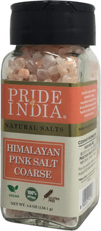 Pride Of India Pure Himalayan Pink Salt | Enriched w/ 84+ Natural Minerals | Coarse Salt Grind | Rock Salt | Dual Sifter | 4.8 oz (136.1 gm) Jar