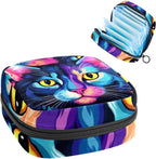 Sanitary Napkin Storage Bag, Zipper Period Pouch for Teen Girls Women, Portable Menstrual Tampons Collect Bags Cat Pattern