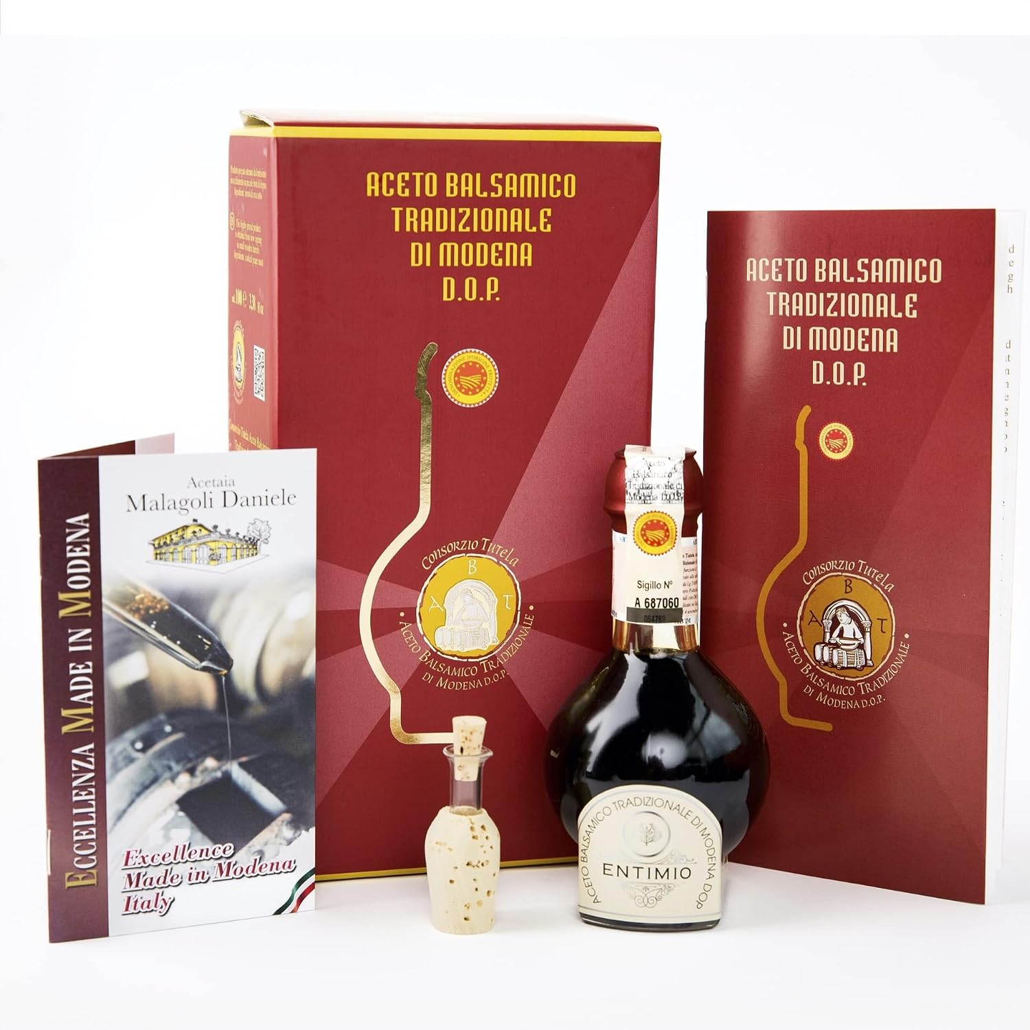 Entimio Affinato - DOP Aged 12+ Years Traditional Modena Balsamic Vinegar from Modena, Italy - Authentic from Small Family Producer, Giftbox with Product and Producer Info - 3.4 fl oz