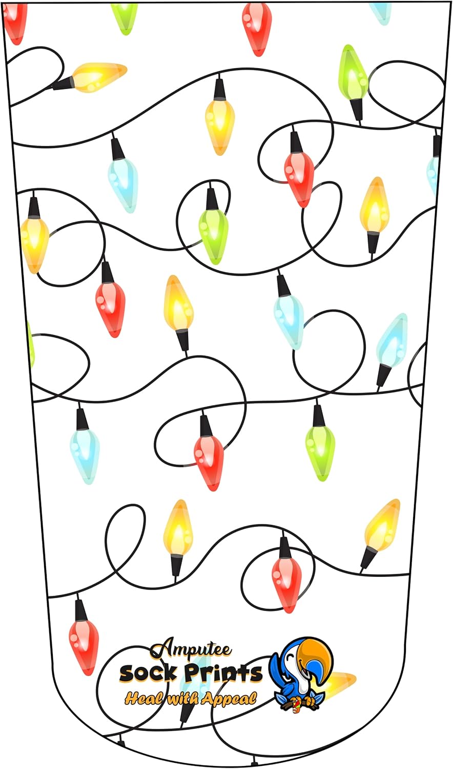 Amputee Stump Sock, Christmas Lights V1, 3Ply Stump Sock