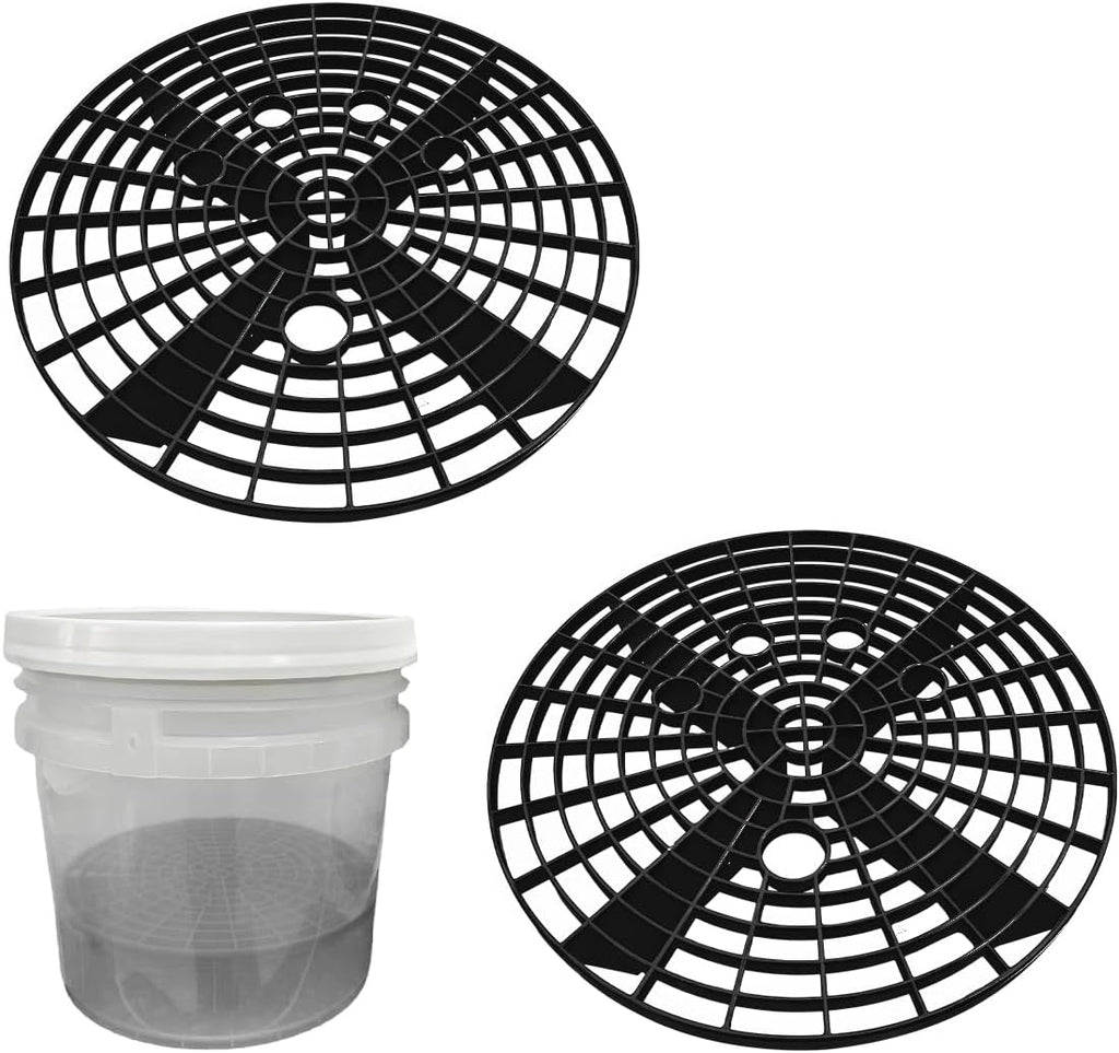 Yourkar Car Wash Bucket Inserts - 2 PCS Plastic Grit Trap for Vehicle Detailing, Auto Dirt Collectors, Fits 12 Inch Diameter Bucket, Universal Car Accessories (Black)