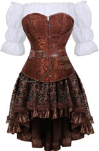 Corset Dress 3 Set Skirt Tutu Set Corsets for Women Steampunk Gothic Punk Leather Bustier Pirate Costume