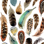Paperproducts Design Decorative Paper Napkins, Beverage Napkin, Cocktail Napkin, Dinner, Birthdays, Parties, Gift, Celebrations - 5" x 5" - Aquarell Feathers Design (Pack of 20)