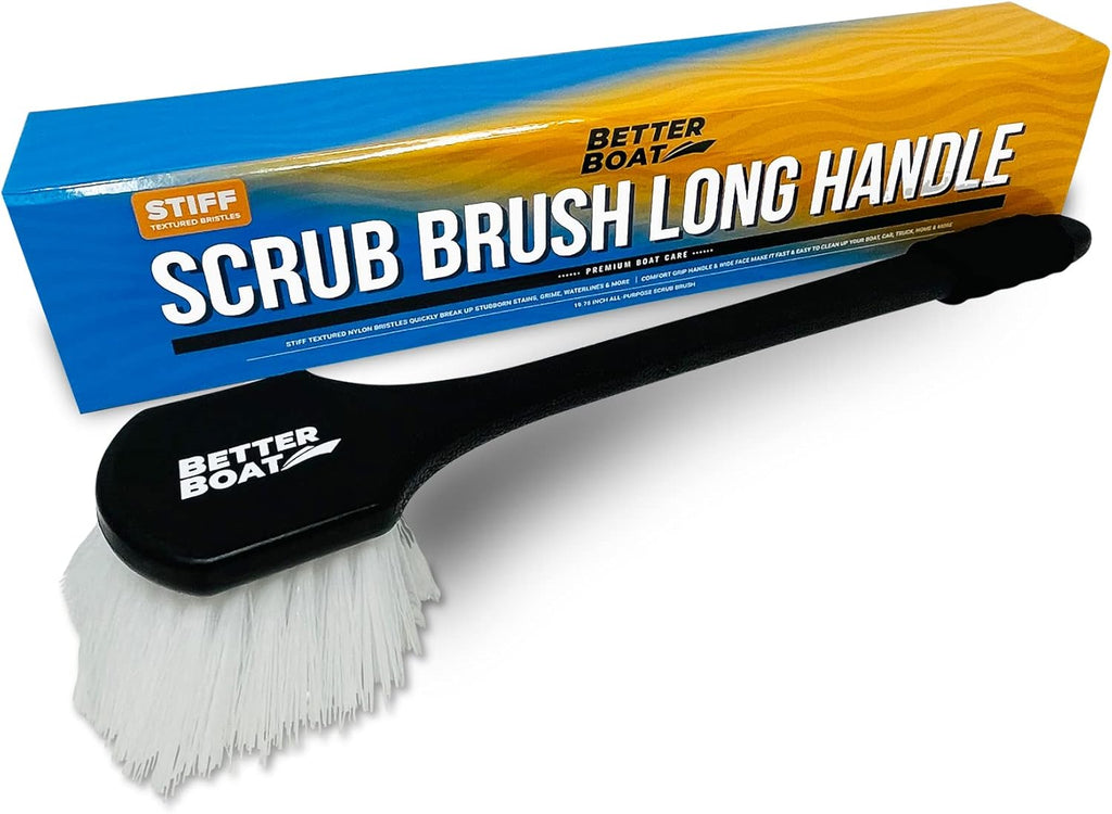 Stiff Hand Scrub Brush, Large Handle Heavy Duty Tire and Wheel Cleaning Tool, Outdoor Boat Scrubber with Handle, Carpet Cleaner, All-Purpose Cleaning Brush