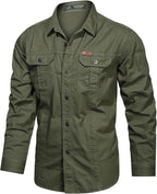Gihuo Long Sleeve Work Shirts for Men Button Down Shirt Men Cotton Cargo Tactical Shirt for Fishing Safari