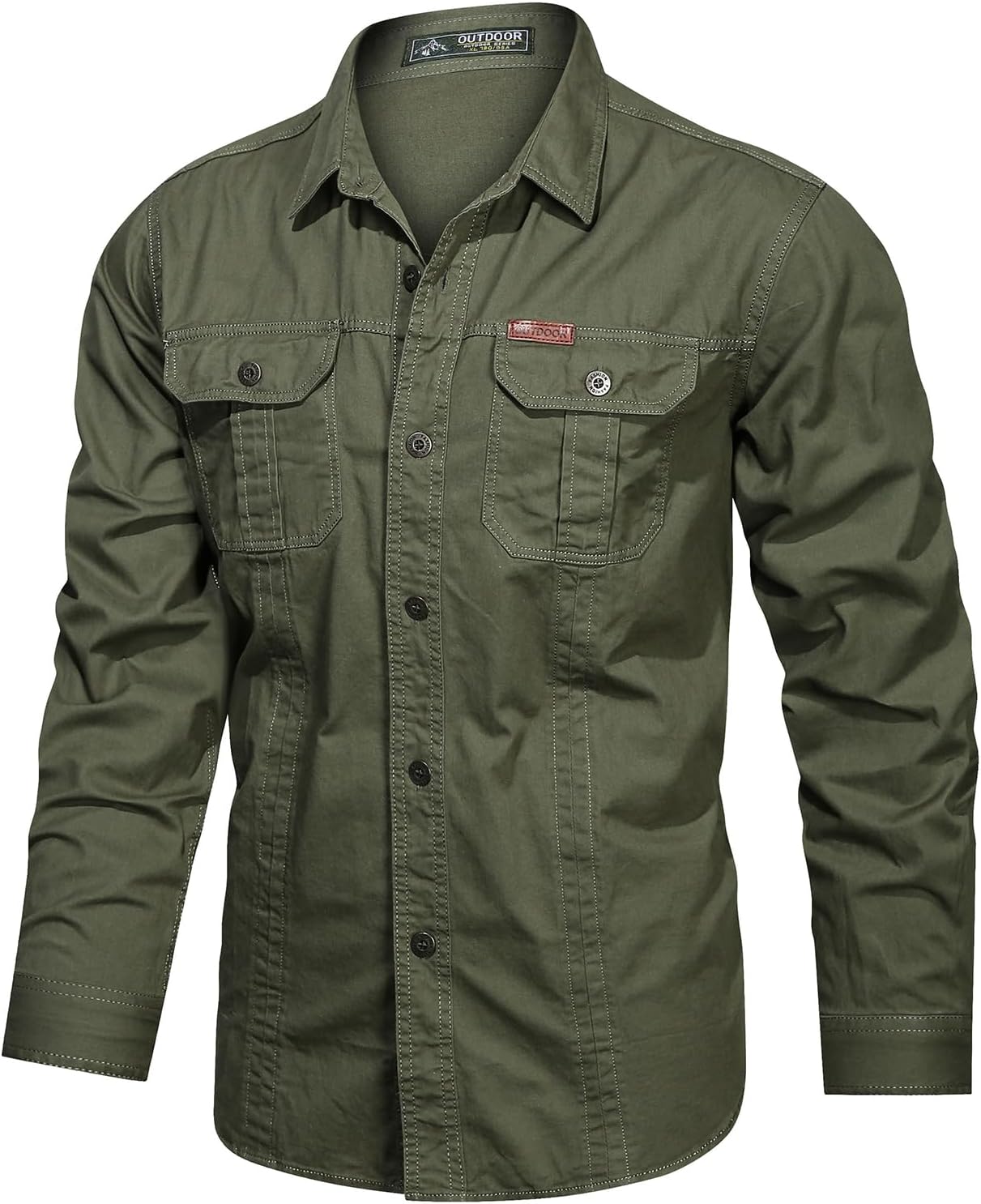 Gihuo Long Sleeve Work Shirts for Men Button Down Shirt Men Cotton Cargo Tactical Shirt for Fishing Safari