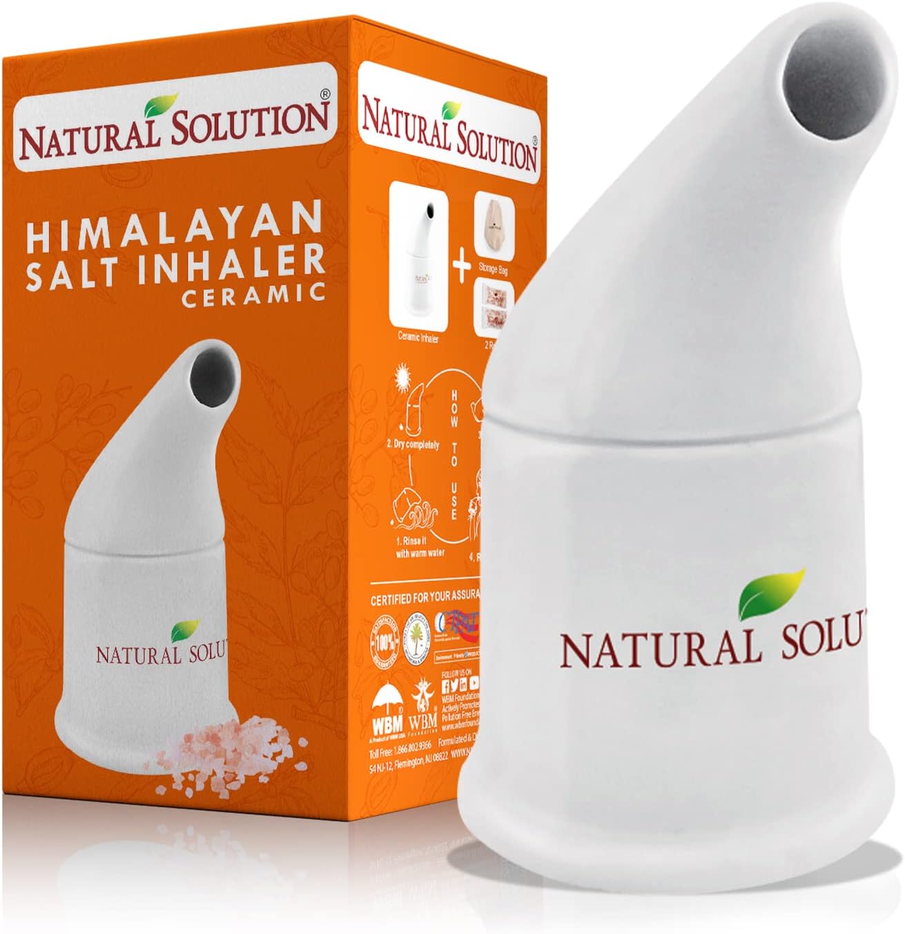 Natural Solution Himalayan Salt Inhaler Ceramic with Himalayan Pink Salt – A Simple and Natural Way to Enjoy a Refreshing and Soothing Salt Air Experience
