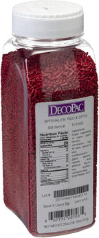 DecoPac Red Sprinkles | Extra Large 26oz Pack | Cake Sprinkle Mix, Fancy Sprinkles For Cake Decorating, Handheld Container, Candy Sprinkles, Cake Sprinkles - Red