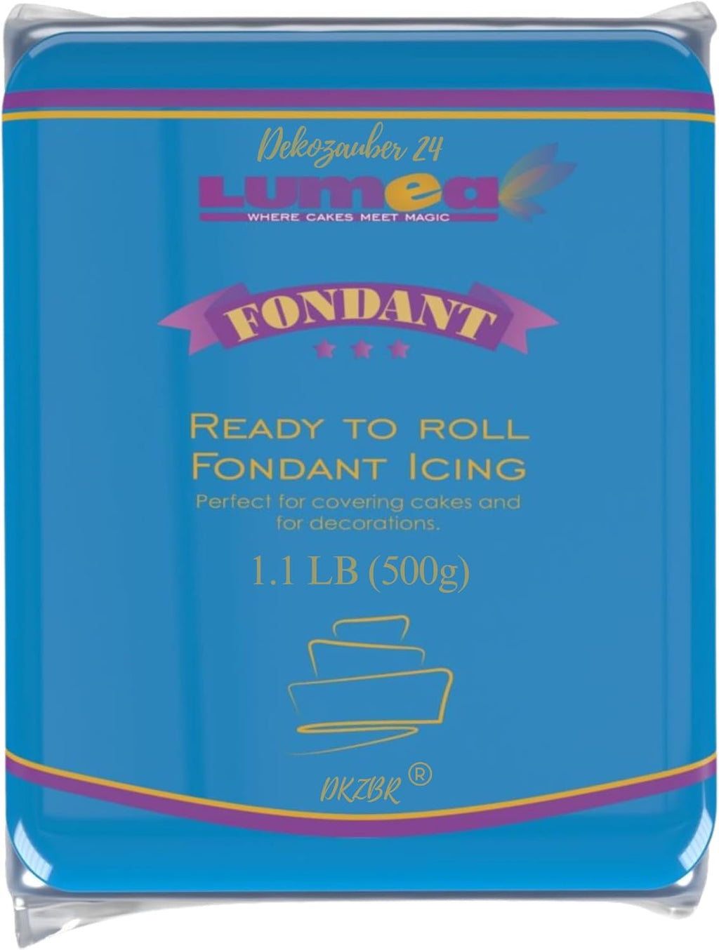 Dekozauber24 Fondant dark blue, 1.1 LB, for cakes and figurines, gluten free, slight vanilla taste, blue fondant icing ready to roll for edible cake decoration