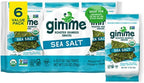 Gimme Seaweed Organic Premium Roasted Seaweed Snacks, Sea Salt, 6 Count, Keto, Vegan, Gluten-Free, Great Source of Omega3s and Iodine, Healthy On-The-Go Snack for Kids and Adults
