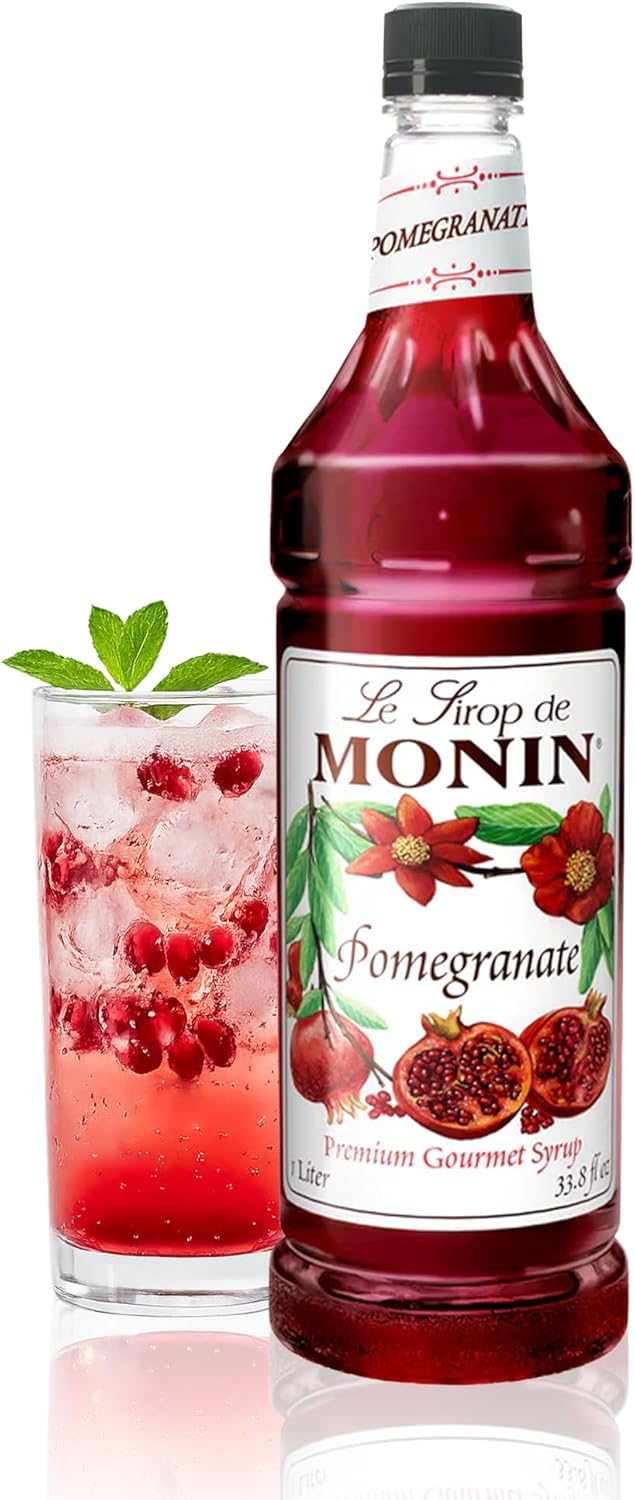 Monin - Pomegranate Syrup, Tart and Sweet, Great for Cocktails and Teas, Gluten-Free, Non-GMO (1 Liter)