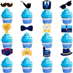 Best Dad Cupcake Toppers Happy Father's Day Cupcake Picks Birthday Party Cake Decoration for Dad Happy Birthday to Dad Father's Day Toothpicks with Suit Brief Case Trophy for Dad