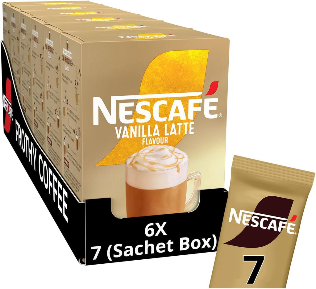 NESCAFÉ LATTE Vanilla Instant Coffee Sachets x7 (Pack of 6, Total 42 Sachets)