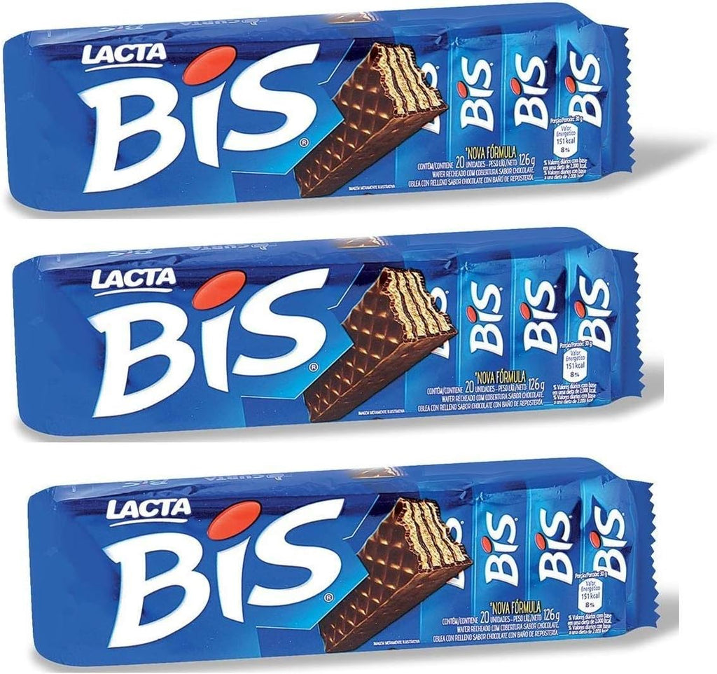 BIS Lacta - Chocolate Wafer - 4.94 Oz (PACK OF 3), Chocolate ao Leite - 140g