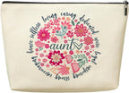 Aunt Gifts Makeup Bag，Auntie Gift Ideas,Aunt Birthday Gifts for Women Auntie New Aunts Mother's Day Appreciation Cosmetic Bags,Abstract Floral Zipper Pouch Travel Toiletry Bag Accessories Organizer