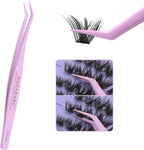 NAGARAKU DIY Cluster Lashes Tweezers, NS-01 Non-stick DIY Tweezer Eyelash Applicator Nano Anti-Stick Coating Precision Pinzas Light Ergonomic for Flawless DIY Lash Extensions Makeup