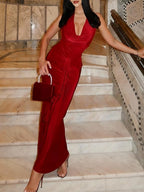 Women's Sexy Hanging Neck Dress V-Neck Backless Slim Fit Dresses