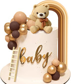 LaVenty Brown Bear Cake Decoration Beige Brown Balls Cake Topper Boho Bears Cake Cake Decoration Baby Shower Birthday Cake Decoration