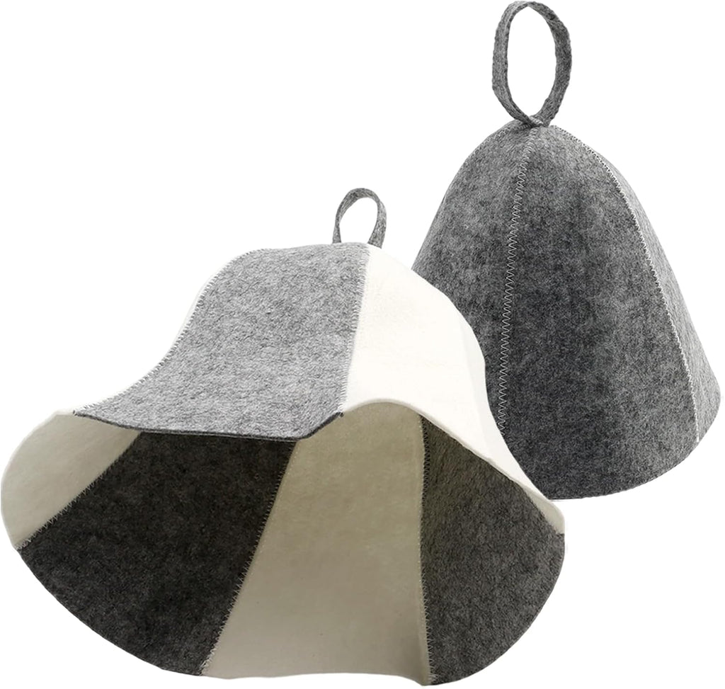 2-Pack Sauna Hat - Natural Wool Sauna Cap for Men and Women - Eco-Friendly Insulating Headgear for Spa, Steam Room, Banya, Bathhouse, Comfortable, Breathable, Handmade, One Size Fits All
