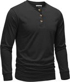 EKLENTSON Men's Long Sleeve Henley Shirts Casual Cotton Shirt Soft Lightweight Pullover 3-Button Shirt Spring Basic Tops