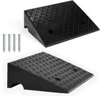 Goplus 2PCS Rubber Car Curb Ramps, Portable Lightweight Threshold Ramp Set Heavy Duty Loading Ramp Slope Motorcycle Pad for Driveway, Sidewalk, Loading Dock (5" Rise) Black
