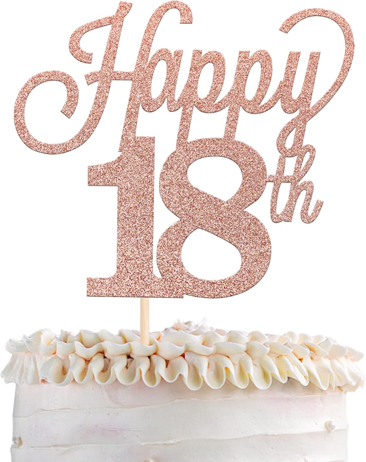 1 Pack Happy 18th Cake Topper Black Glitter Number 18 Eighteen Birthday Cake Pick Decorations for Cheers to 18 Years Old 18th Birthday Wedding Anniversary Party Supplies Rose Gold
