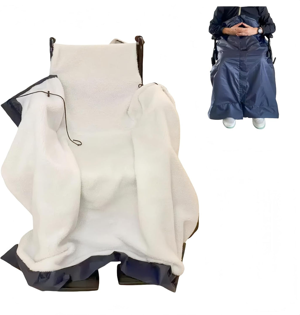 Wheelchair Waterproof Blanket XXL, Fleece Lined Warmer Cover Scooter Cosy for Wheelchair Keep Warm for Leg Fits Seat no Wider Than 22 inches（Vacuum Packaging）