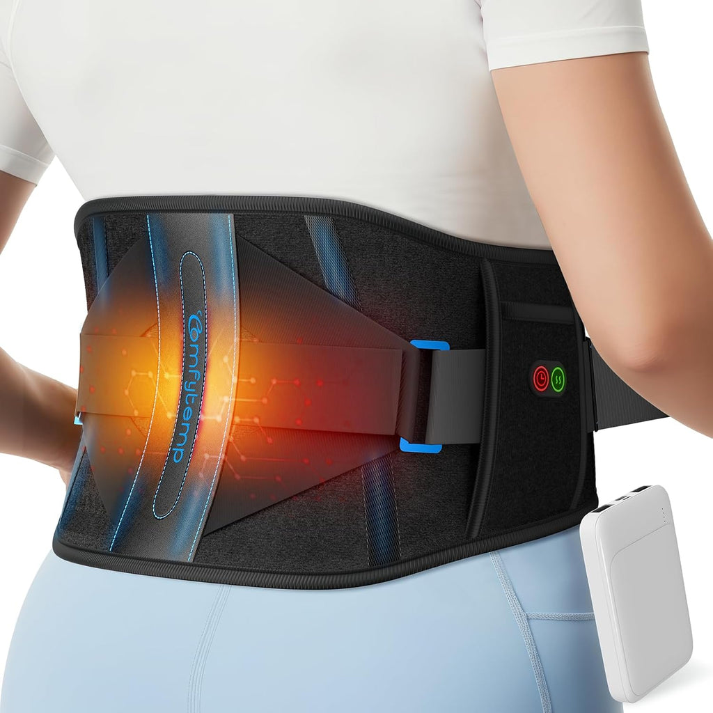 Comfytemp Cordless Heating Pad with Back Brace for Lower Back, FSA Eligible HSA Portable Wireless Wearable Heated Rechargeable Lumbar Support Mothers Day Gift, 3 Heat 3 Timer, 52"(No Massage)
