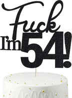 54 Cake Toppers, 54 Birthday Cake Toppers-Black Glitter, Funny 54th Cake Topper for Men,54 Cake Topper For Women, 54th birthday decorations,54th Birthday Cake Topper Fifty four