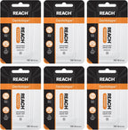REACH Dentotape Waxed Dental Floss Tape, Unflavored, Extra Wide Floss, Shred & Frey Resistant, Plaque Remover for Teeth, Easy on Gums & Teeth, Oral Care, PFAS Free, for Adults & Kids, 6 Pack, 100 yd