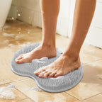 Shower Scrubber Mat, Back Washer Exfoliatin, Foot Cleaner Wash Pad, Wall Mounted Slip Suction Cups(Grey)