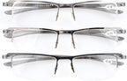 CessBlu Reading Glasses 3 Pairs Half-Rim Lightweight Reader Eyeglasses for Men Women Reading