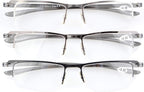 CessBlu Reading Glasses 3 Pairs Half-Rim Lightweight Reader Eyeglasses for Men Women Reading